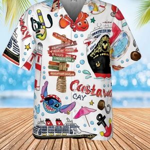 Men’s castaway /Disney island Hawaiian shrit size large